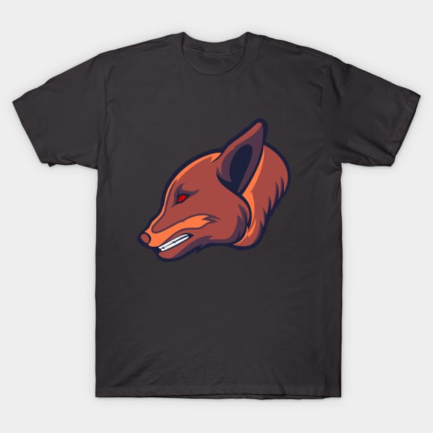 Graceful Fox Head Design T-Shirt by Rachmattt